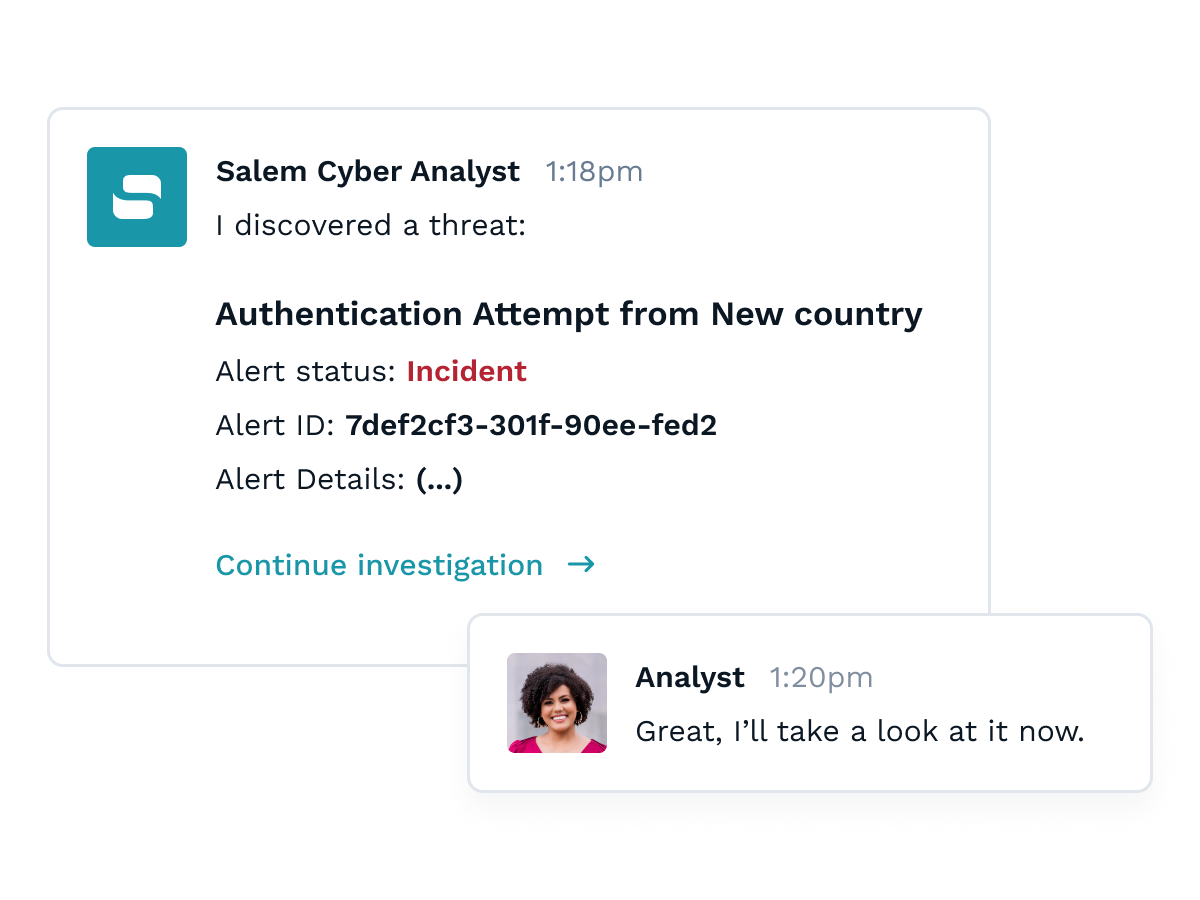 Threat escalation and notification view